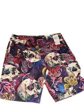 Fresh Prints Skull & Mushroom Print Shorts - Size Large